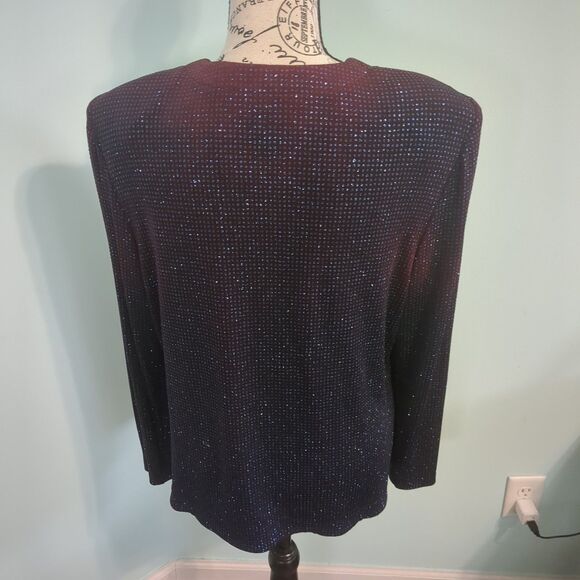 Alex Evenings purple Glitter Open Front Formal Cardigan Jacket 14 - Picture 2 of 5